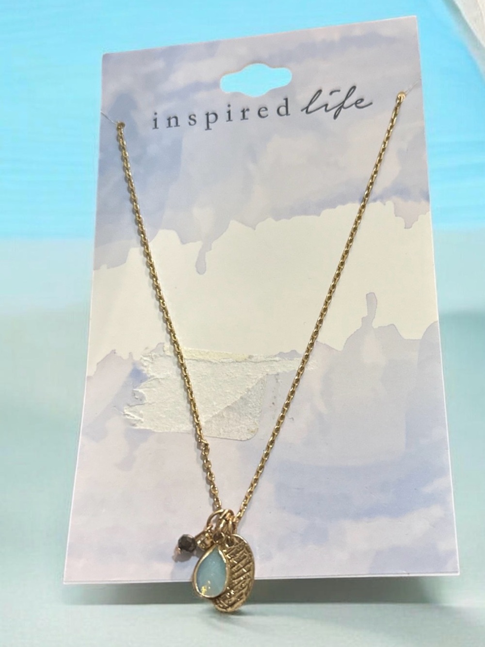 Inspired Life Gold Teardrop Opal Pendant Necklace - Blue
1942